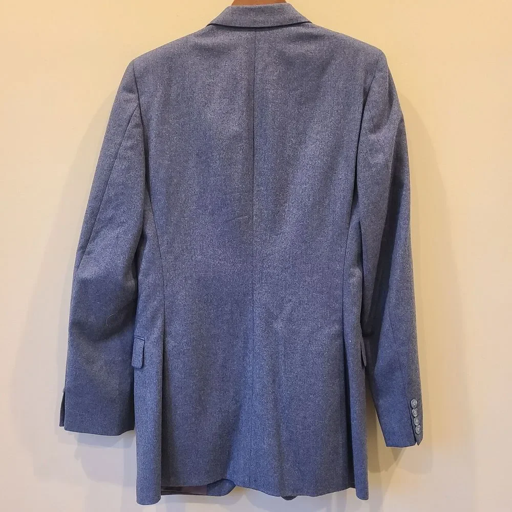 Yves Saint Laurent Mens 100% Wool Sport Coat Blue Double Vented Blazer Jacket
